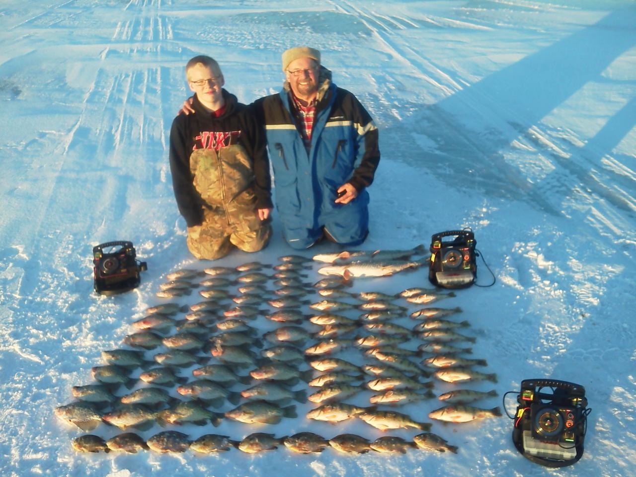Winter Lake Fishing Perch in the Midwest