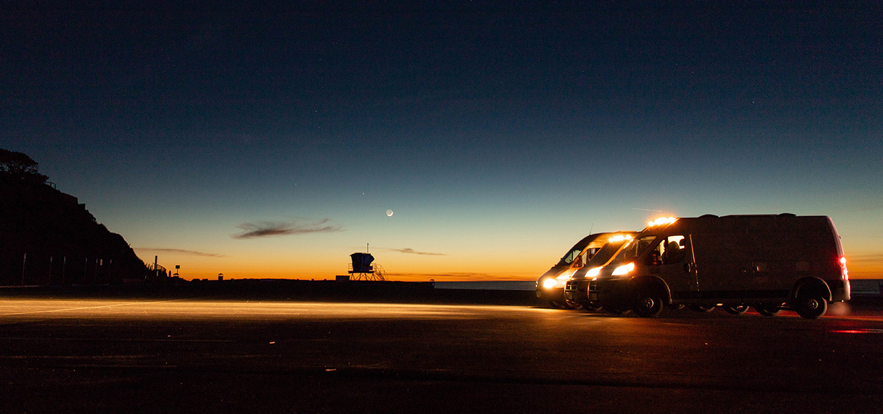 Campervans and night sky