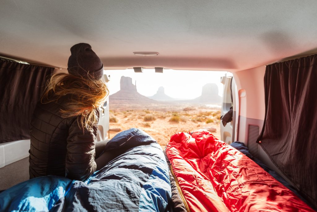 Back window of campervan open