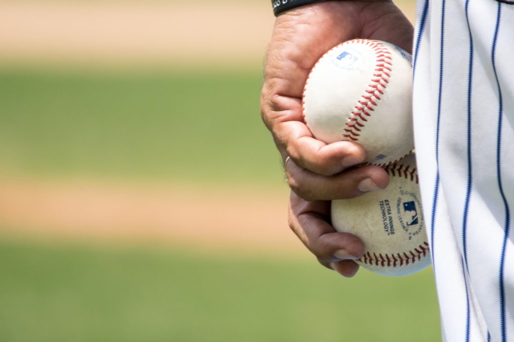 Baseball in hand