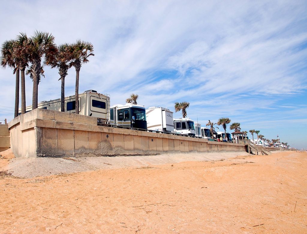 RVs on the beach near the Daytona 500