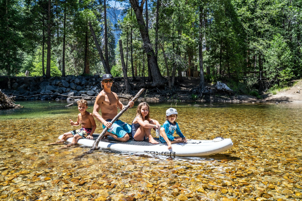 Kids kayaking at Yosemite National Park